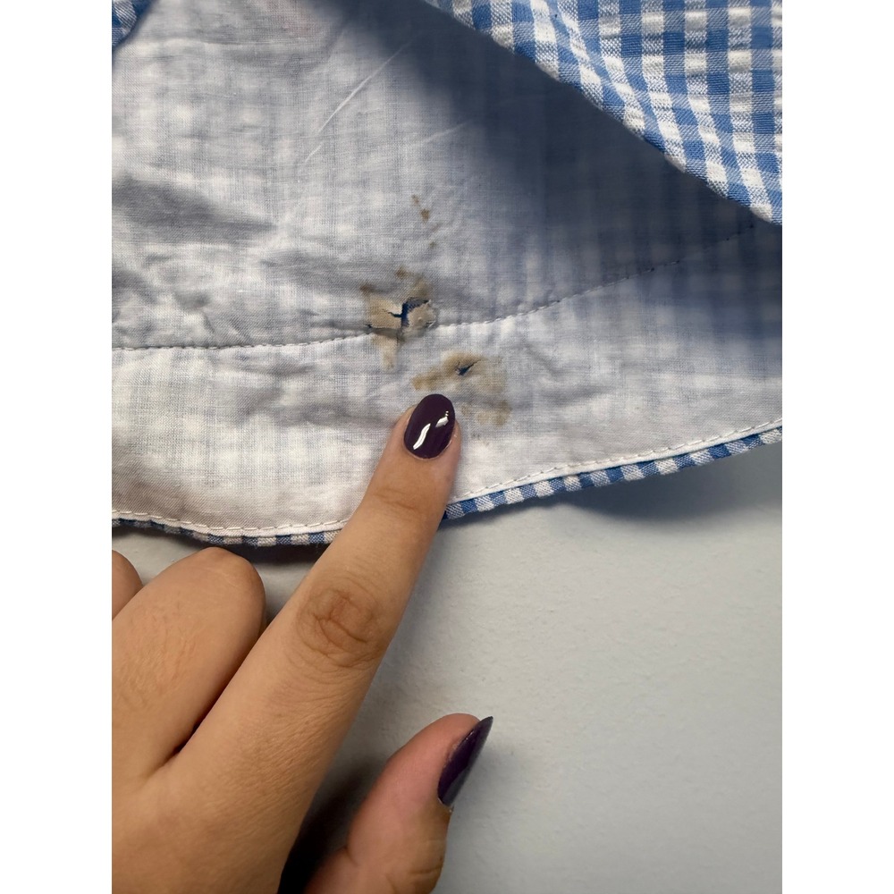 Lil Cactus Baby Girls Blue Gingham Sea Turtle Embroidered Criss Cross Top 3-6M - Picture 5 of 7